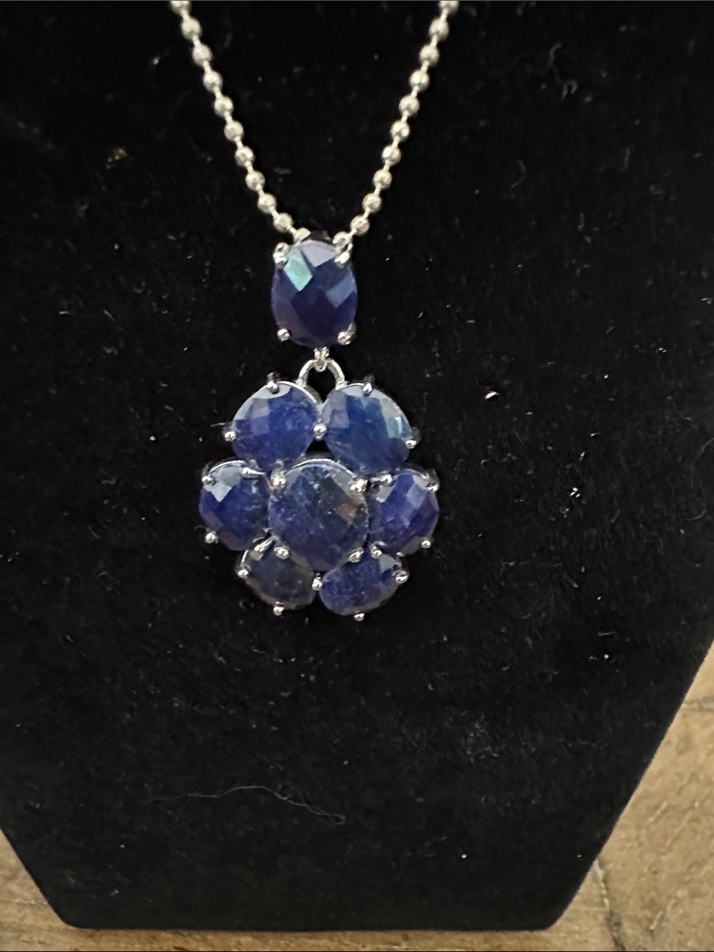 Blue Gemstone Cluster Pendant - Unbranded